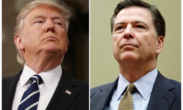  A combination photo shows U.S. President Donald Trump (L) in the House of Representatives in Washington, U.S., on February 28, 2017 and FBI Director James Comey in Washington U.S. 