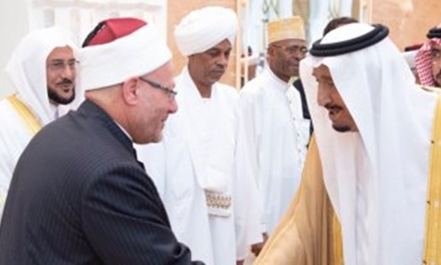 King Salman receives Egyptian Mufti Shawky Alam in Jeddah's Mina Castle on Aug. 22, 2018 – Samir Hosny  