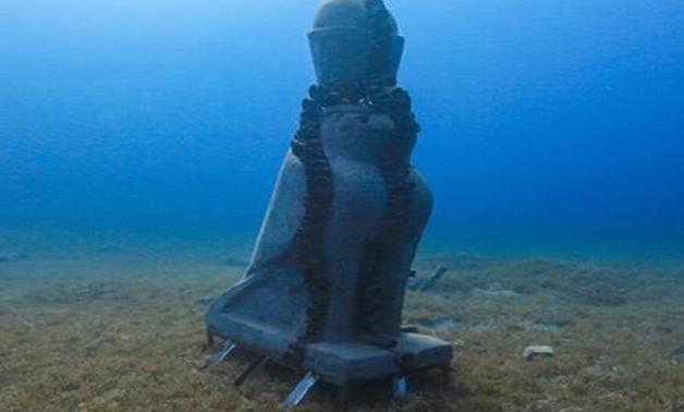 Far away from the crowded city, there are underwater newly-made statues to attract tourism not only on land, but also under the sea in Dahab, Southeast cost of Sinai - Screen shot from CBC channel 