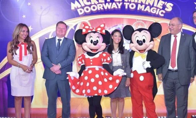 Press photo: Minister of Tourism Rania al-Mashat with Disney characters