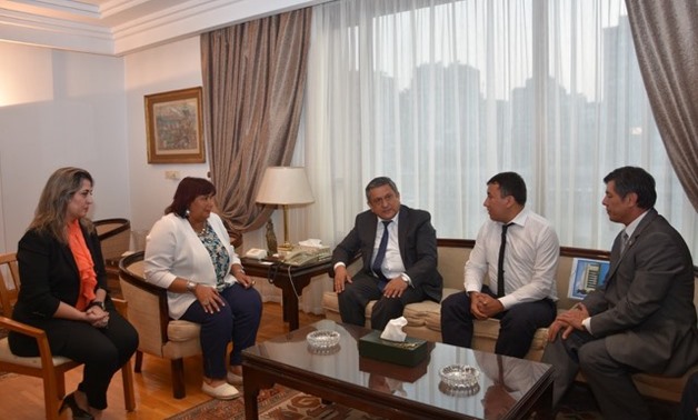 The meeting held on Wednesday between the Ambassador of Uzbekistan, Oybek Usmanov, and the Minister of Culture Inas Abdel Dayem-Press Photo