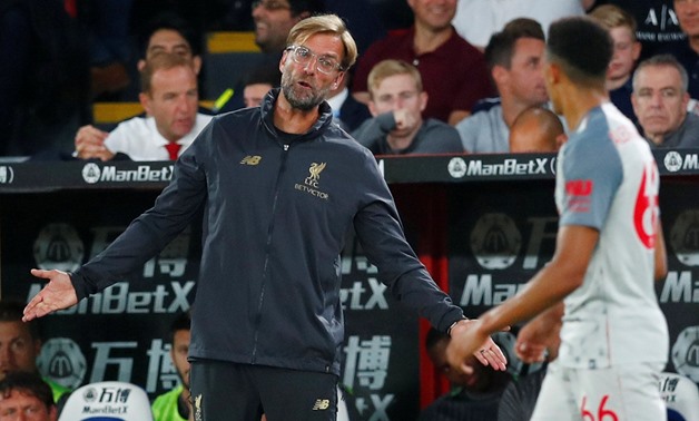 Soccer Football - Premier League - Crystal Palace v Liverpool - Selhurst Park, London, Britain - August 20, 2018 Liverpool manager Juergen Klopp with Trent Alexander-Arnold REUTERS/Eddie Keogh