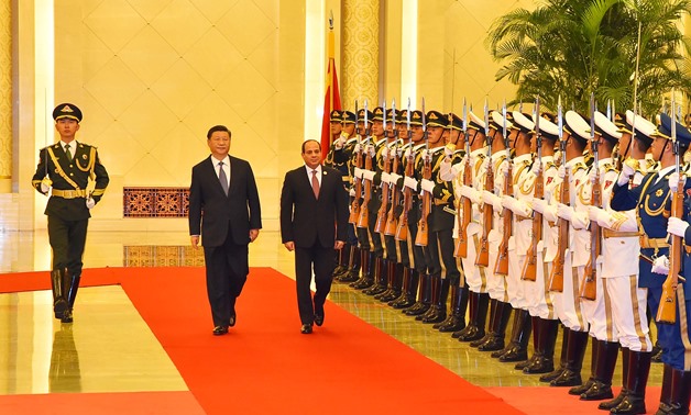 President Abdel Fatah al-Sisi (L) with Chinese counterpart Xi Jinping in Beijing on September 1, 2018 - Press photo/Presidency