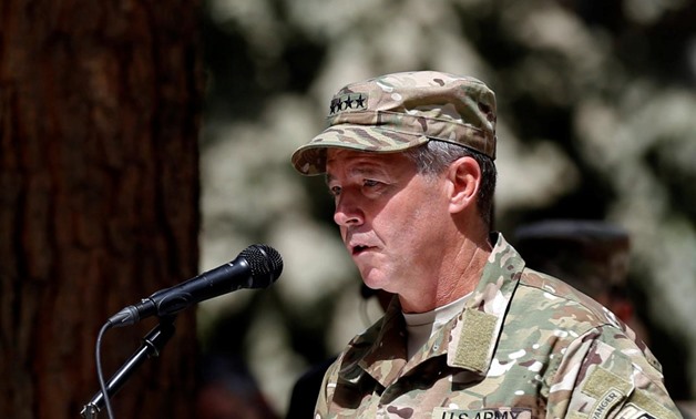 Incoming Commander of Resolute Support forces and command of NATO forces in Afghanistan, U.S. Army General Scott Miller (C) looks on during a change of command ceremony in Resolute Support headquarters in Kabul, Afghanistan September 2, 2018.REUTERS/Moham