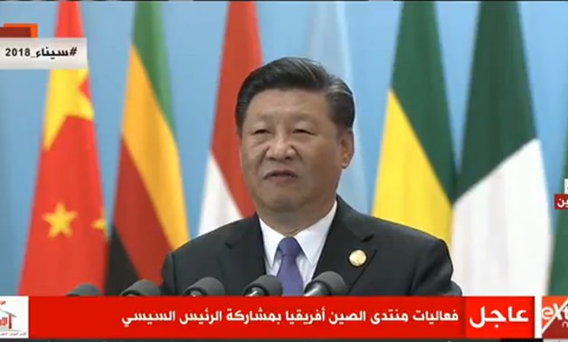 President Xi Jinping on Monday when addressing the High-Level Dialogue Between Chinese and African Leaders and Business Representatives - Screen shot from Extra news channel 