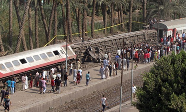 A passenger train derailed in Giza in Friday, leaving 57 people injured - Egypt Today/Khaled Kamel
