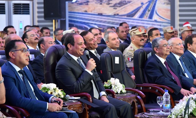 President Sisi speaking during the inauguration of a number of  roads and bridges- Press photo
