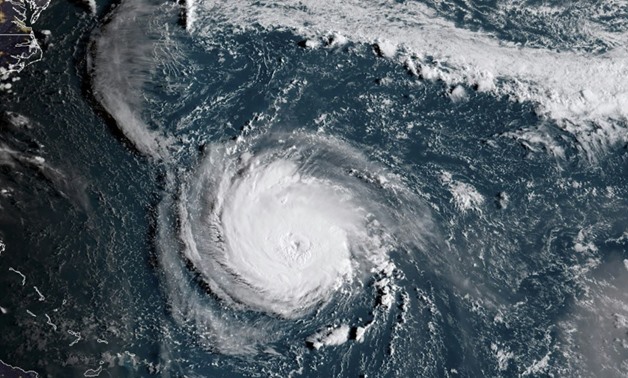 This NOAA/RAMMB satellite image shows Hurricane Florence off the US East Coast in the Atantic Ocean
