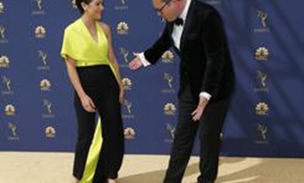 70th Primetime Emmy Awards– Arrivals – Los Angeles, California, U.S., 17/09/2018 – Tatiana Maslany and Kristian Bruun. REUTERS/Kyle Grillot
