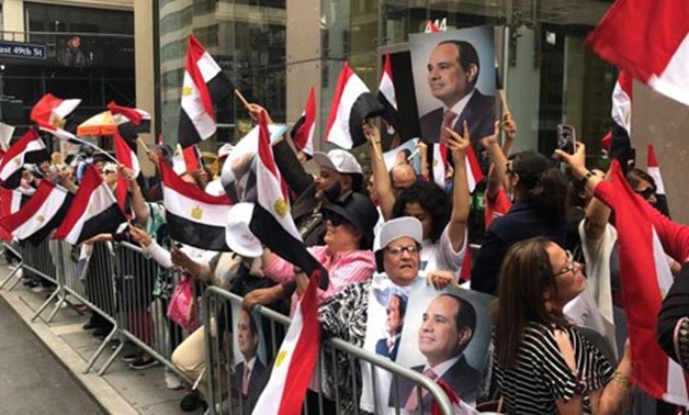 Egyptians welcome Sisi in New York on Sept. 23, 2018 - Egypt Today