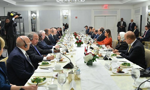 President Abdel Fatah al-Sisi met on Monday evening at his New York residence with members of the Business Council for International Understanding (BCIU) and a number of prominent and influential decision-makers in the United States over a dinner banquet 