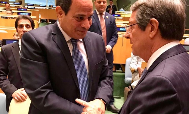 President Abdel Fatah al-Sisi met his counterpart of Cyprus Nicos Anastasiades on Monday - Press Photo