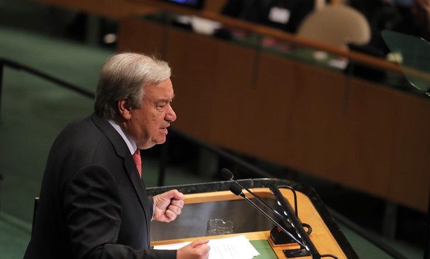 United Nations Secretary General Antonio Guterres delivers the opening address at the 73rd session of the United Nations General Assembly at U.N. headquarters in New York, U.S., September 25, 2018. REUTERS/Caitlin Ochs

