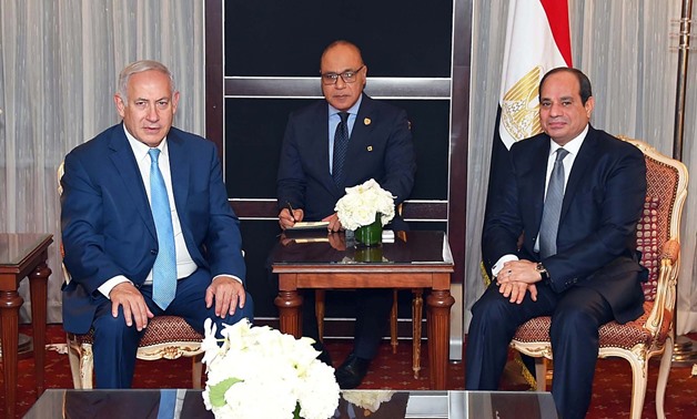  President Abdel Fatah al-Sisi received on Sept. 26 Israeli Prime Minister Benjamin Netanyahu at his residence in New York on the sidelines of the UN General Assembly session - File Photo 