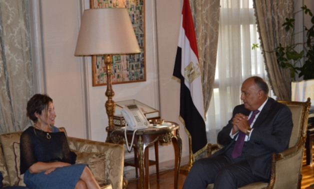 Minister of Foreign Affairs Sameh Shoukry during his meeting with United Nations special rapporteur on adequate housing Leilani Farha in Cairo – Press Photo.