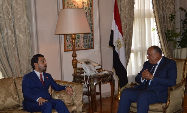 File- Minister of Foreign Affairs Sameh Shoukry met with Iraqi Parliament Speaker Mohamed al-Halbousi - Press photo