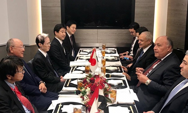 Foreign Minister Sameh Shoukry met on Friday with the chairman and members of the Japan-Egypt Business Council in Tokyo - Press photo