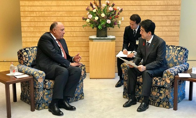 Foreign Minister Sameh Shoukry has delivered a message from President Abdel Fatah al-Sisi to Japanese Prime Minister Shinzo Abe on boosting bilateral relations - Press photo