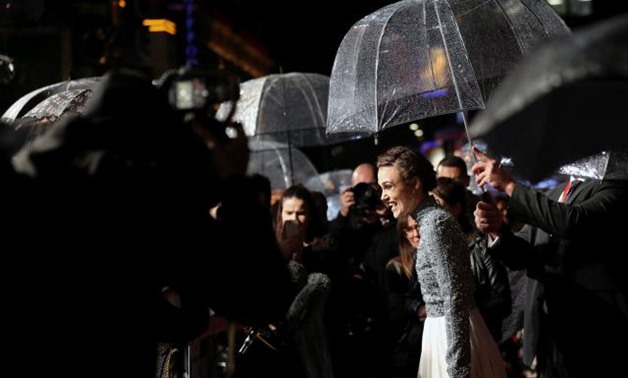 Actor Keira Knightley reacts as she arrives for the UK premiere of "Colette" during the London Film Festival, in London, Britain October 11, 2018. REUTERS/Simon Dawson.