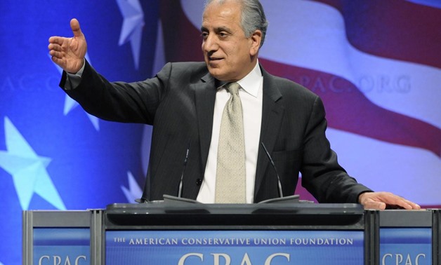 FILE PHOTO: Zalmay Khalilzad, former U.S. ambassador to Afghanistan, Iraq and the United Nations, leads a panel discussion on Afghanistan at the Conservative Political Action conference (CPAC) in Washington, February 12, 2011. REUTERS/Jonathan Ernst
