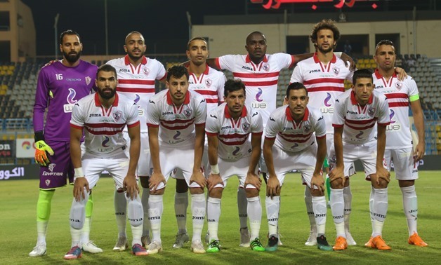 Zamalek players pose ahead of their game against Al Ittihad at the League - Karim Abdel Aziz