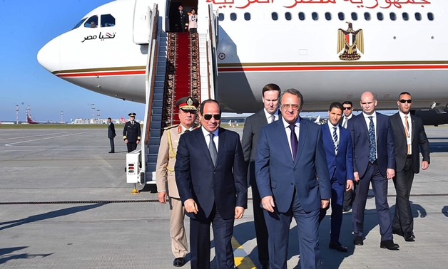 Egyptian President Abdel-Fatah al-Sisi upon his arrival in Moscow. October 15, 2018. Press Photo 