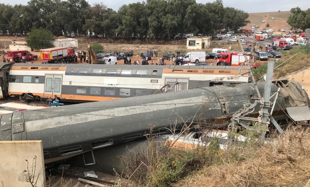A general view shows the site of train derailment at Sidi Bouknadel near the Moroccan capital Rabat, Morocco October 16, 2018. REUTERS/Ahmed ElJechtimi
