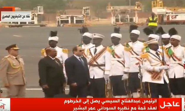 President Abdel Fatah al-Sisi arrives in Khartoum to attend summit with Sudanese counterpart and sign agreements - TV Screenshot