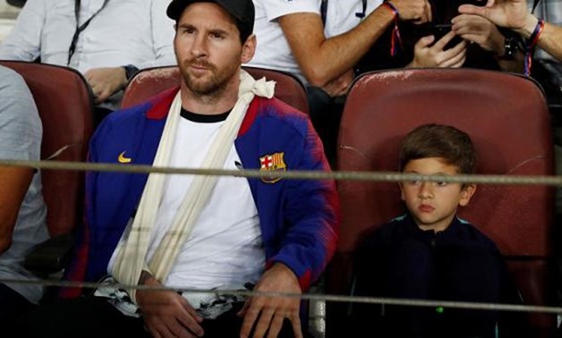 Soccer Football - Champions League - Group Stage - Group B - FC Barcelona v Inter Milan - Camp Nou, Barcelona, Spain - October 24, 2018 Barcelona's Lionel Messi in the stand before the match REUTERS/Juan Medina
