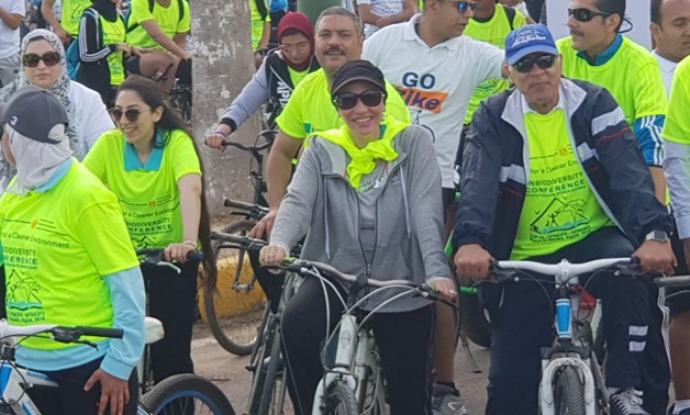 Minister of Environment Yasmine Fouad launched on Friday a bike race along Alexandria corniche - Hanaa Abu el-Ezz/ Egypt Today