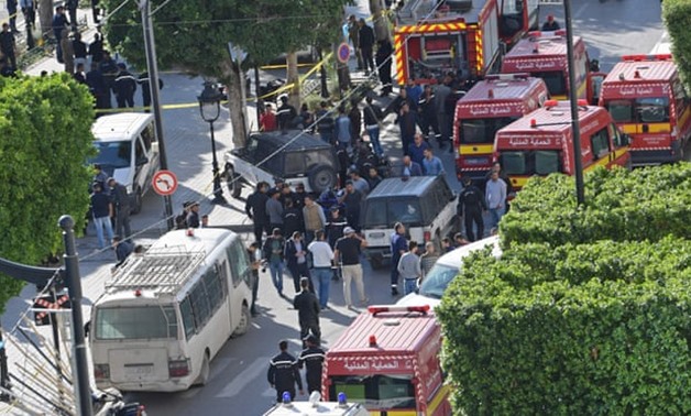 mergency services at the scene of Monday’s blast in Tunis. Photograph: Fethi Belaid/AFP/Getty Images
