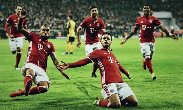 Thiago Alcantara celebrates one of his goals with Bayern Munich - Courtesy of Thiago Alcantara's official twitter account

