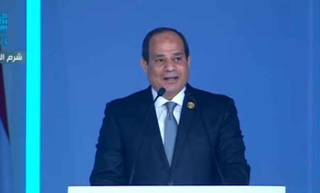 President Abdel Fatah al-Sisi gives a speech at the World Youth Forum 2018 - Youtube still/Ten channel
