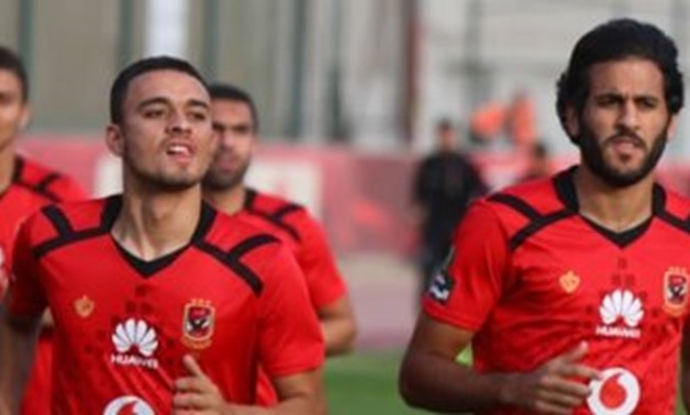 Marwan Mohsen (R) and Salah Mohsen (L) in Al-Ahly’s training sessions - FILE