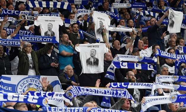 Leicester City fans paid tribiute to the club's late owner at last week's match in Cardiff
AFP/File / Oli SCARFF
