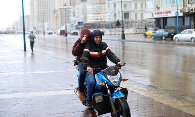 FILE - The bad weather and rainfall wave continue in Egypt's cities for the second day, Alexandria 