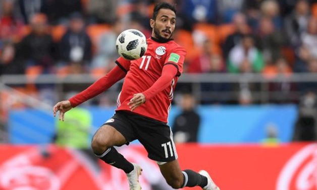 Egypt's midfielder Mahmoud 'Kahraba' Abdel-Moneim controls the ball during the Russia 2018 World Cup Group A football match between Egypt and Uruguay at the Ekaterinburg Arena in Ekaterinburg  - AFP