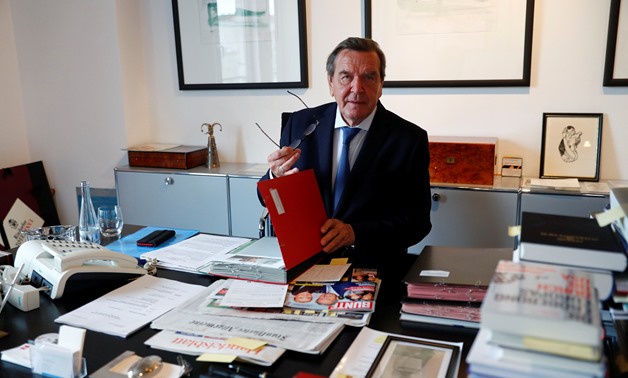 Former German Chancellor Gerhard Schroeder is pictured during an interview with Reuters in his office in Berlin, Germany, November 15, 2018. Picture taken November 15, 2018. REUTERS/Fabrizio Bensch
