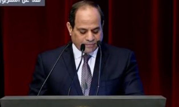 Sisi during his speech at the inauguration of the 22nd round of the Cairo International Exhibition and Conference on Telecommunication and Information Technology (ICT 2018) - Screen Shot form ON live 