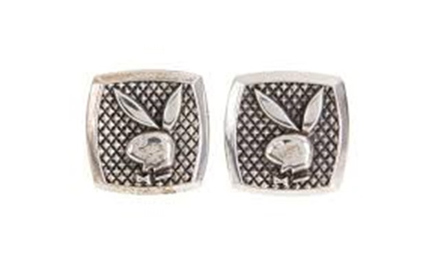 Playboy founder Hugh Hefner's cufflinks from Hugh Hefner collection going up for sale as part of an auction of his belongings is seen in this image released by Julien's Auctions in Culver City, California, U.S., October 11, 2018. Courtesy Julien's Auction