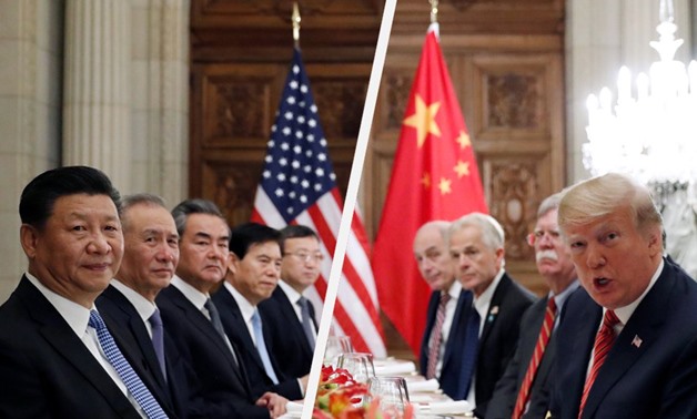 U.S. President Donald Trump, U.S. Secretary of State Mike Pompeo, U.S. President Donald Trump's national security adviser John Bolton and Chinese President Xi Jinping attend a working dinner after the G20 leaders summit in Buenos Aires, Argentina December