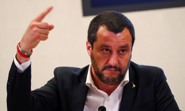 FILE - Italian Interior Minister Matteo Salvini gestures during a news conference in Rome, Italy July 5, 2018 - Reuters/Tony Gentile