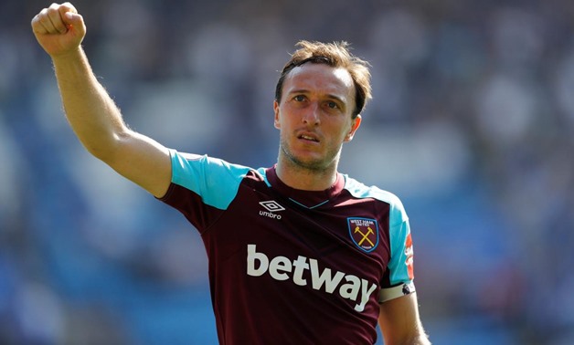 King Power Stadium, Leicester, Britain - May 5, 2018 West Ham United's Mark Noble celebrates after the match REUTERS/Darren Staples