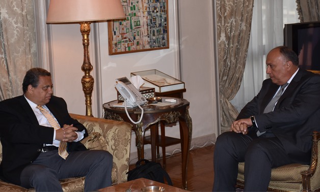 Minister of Foreign Affairs Sameh Shoukry (R) meets with the Parliament’s head of Foreign Affairs Committee (L) – Press photo 