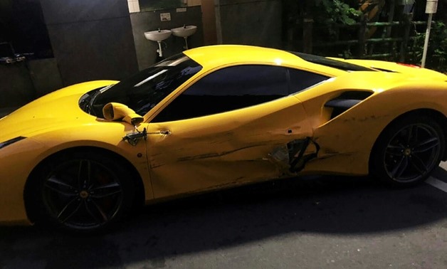 One of the three Ferraris damaged by an exhausted Taiwanese delivery driver in Taipei
