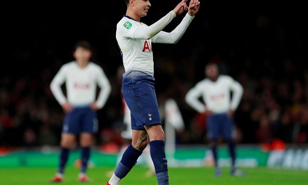 FILE PHOTO: Soccer Football - Carabao Cup Quarter-Final - Arsenal v Tottenham Hotspur - Emirates Stadium, London, Britain - December 19, 2018 Tottenham's Dele Alli gestures to the Arsenal fans during the match Action Images via Reuters/Andrew Couldridge/F
