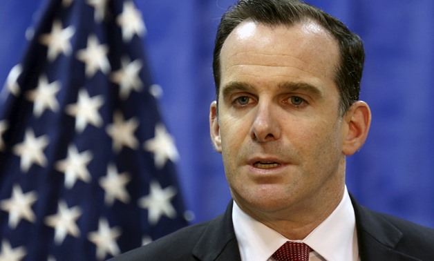 FILE PHOTO: Brett McGurk, U.S. envoy to the coalition against Islamic State, speaks to during news conference at the U.S. Embassy in Baghdad, Iraq, March 5, 2016. REUTERS/Hadi Mizban/Pool/File Photo
