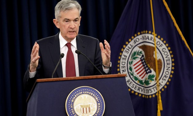 FILE PHOTO: Federal Reserve Board Chairman Jerome Powell speaks during his news conference after a Federal Open Market Committee meeting in Washington, U.S., December 19, 2018. REUTERS/Yuri Gripas/File Photo
