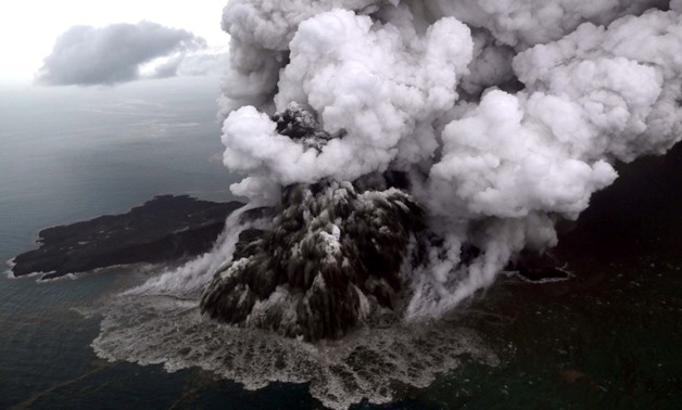 An aerial view of Anak Krakatau volcano during an eruption at Sunda strait in South Lampung, Indonesia, December 23, 2018 in this photo taken by Antara Foto. Antara Foto/Bisnis Indonesia/Nurul Hidayat/ via REUTERS ATTENTION EDITORS - THIS IMAGE WAS PROVID