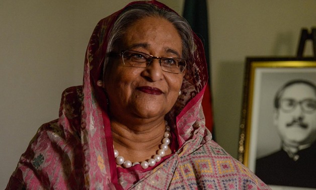 Bangladesh's Prime Minister Sheikh Hasina Wazed speaks with a reporter during the United Nations General Assembly in New York City, U.S. September 18, 2017.
